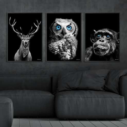 Kronhjort-Ugle-Chimpanse-Sorte-Rammer-Eg