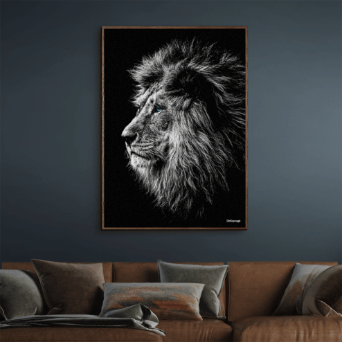 Løve-Mørke-Brun-Eg-Plakatramme