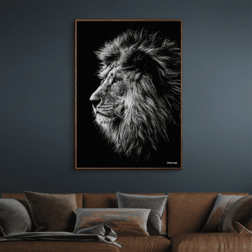 Løve-Mørke-Brun-Eg-Plakatramme