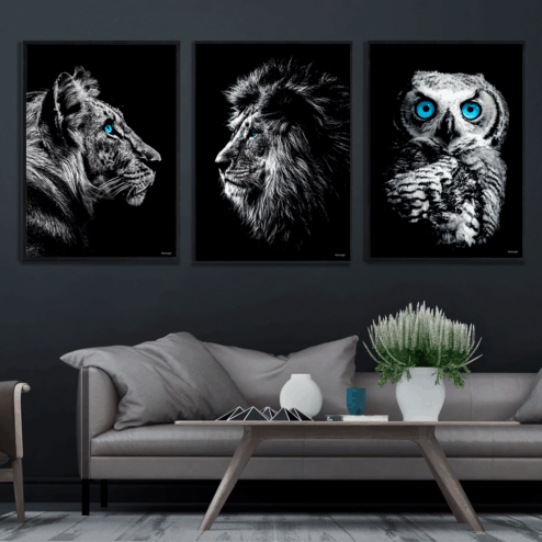 Tiger-Ugle-Løve-Dyreplakater