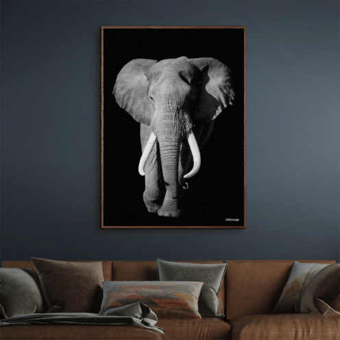 Elefant-Mørke-Brun-Eg-Plakatramme