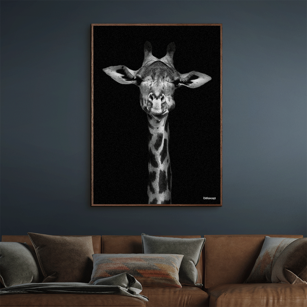 Giraf-Mørke-Brun-Eg-Plakatramme