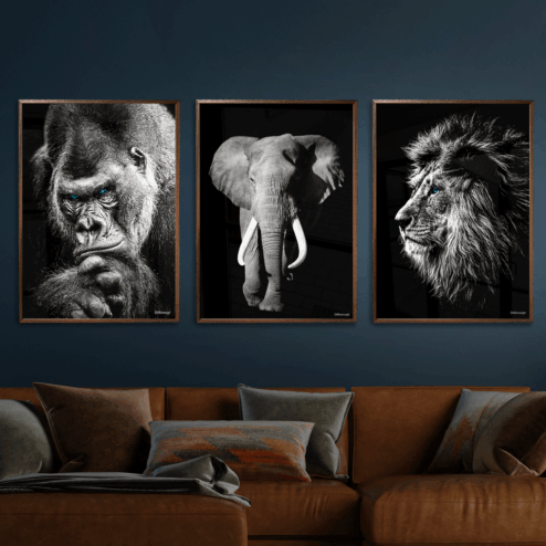 Gorilla-Elefant-Løve-Plakat