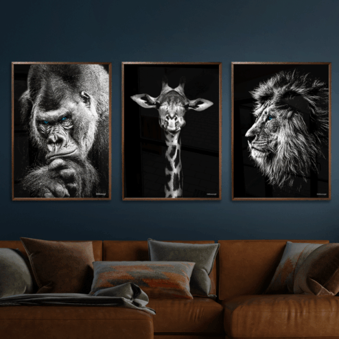 Gorilla-Giraf-Løve-Plakat