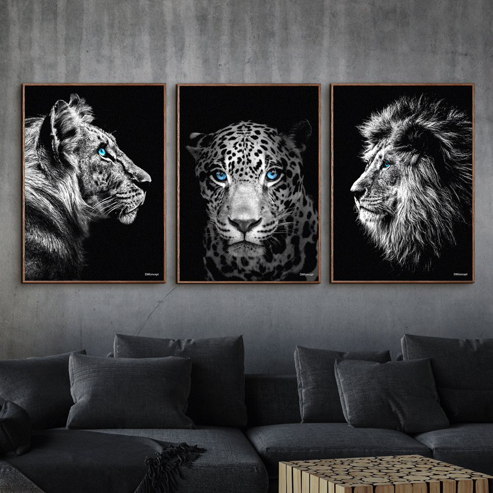 Tiger-Jaguar-Løve-Brune-Plakatrammer