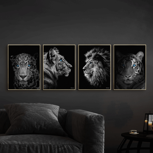 Jaguar-Tiger-Løve-Close-Up-Tiger-Messing-Plakatrammer