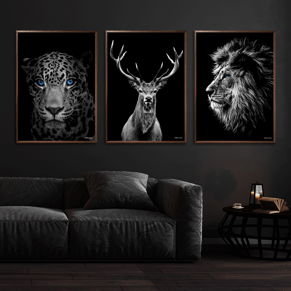 Jaguar-Hjort-Løve-Plakat
