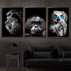 Løve-Orangotang-Ugle-Plakat