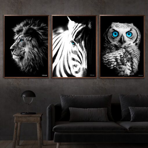 Løve-Zebra-Ugle-Plakat
