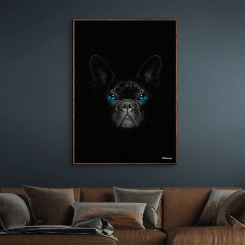 Fransk-Bullgdog-Mørke-Brun-Eg-Plakatramme
