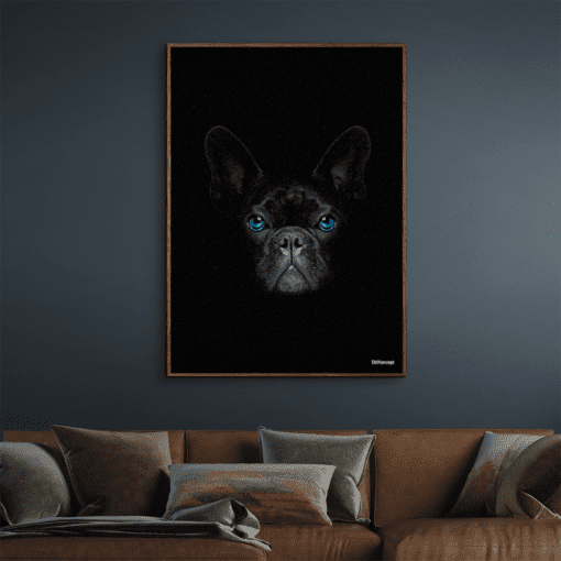 Fransk-Bullgdog-Mørke-Brun-Eg-Plakatramme