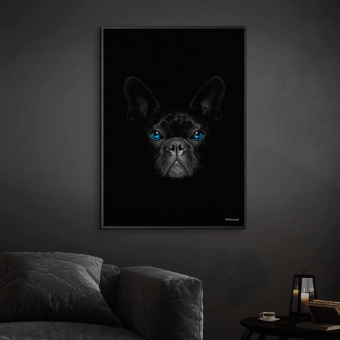Fransk-Bullgdog-Sort-Plakatramme-Eg
