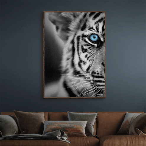 Tigerbarn-Mørke-Brun-Eg-Plakatramme