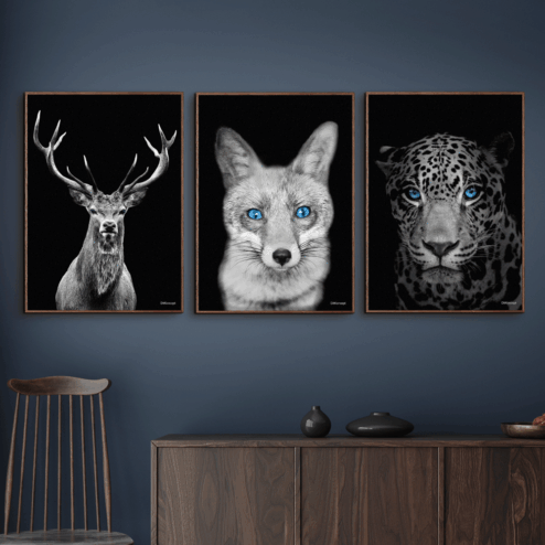 Kronhjort-Ræv-Jaguar-Brune-Eg-Plakatrammer
