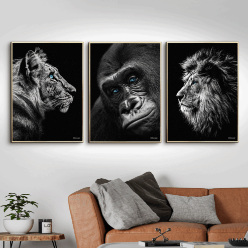 Tiger-Close-Front-Gorilla-Løve-Stue-Plakater