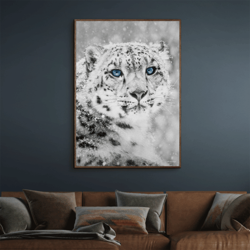 Sneleopard-Mørke-Brun-Eg-Plakatramme