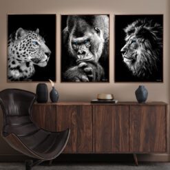 Leopard-White-Gorilla-Løve-Plakat