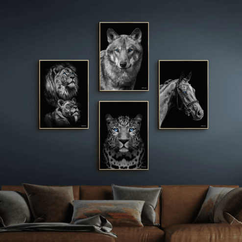 Power-Couple-Ulv-Gepard-Hest-Messing-Plakatrammer