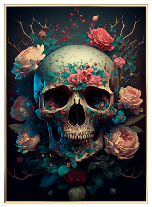 Blomster-Skelet-Messing-Plakatramme