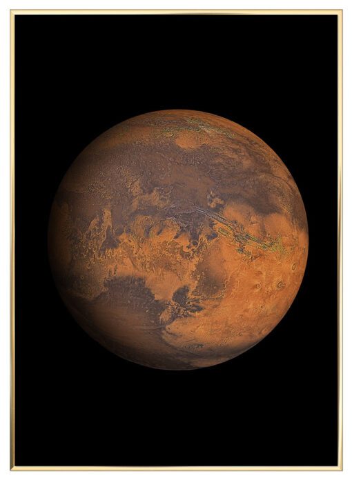 Mars-Planet-Plakat-Messing-Plakatramme