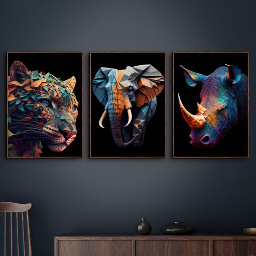 Jaguar-Elefant-Næsehorn-i-farver