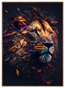 Løve-Kunstplakat-Mørkebrun-ramme