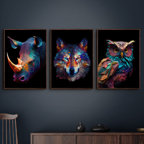 Næsehorn-Ulv-Ugle-i-farver