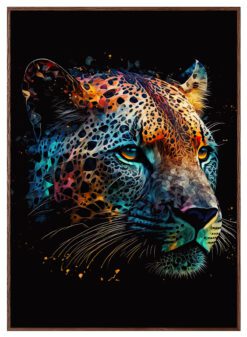 Leopard-Kunstplakat-Mørkebrun-ramme